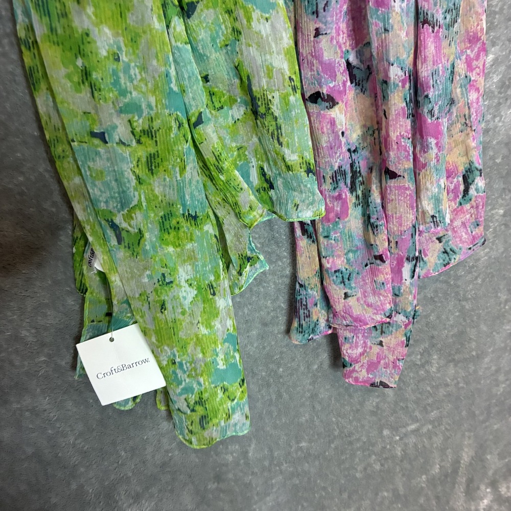 Croft & Barrow Women Floral Sheer Scarfs Watercolor Lightweight Pastel Statement